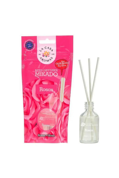 Mikado parfumé pour ambiance "Doypack" - Roses