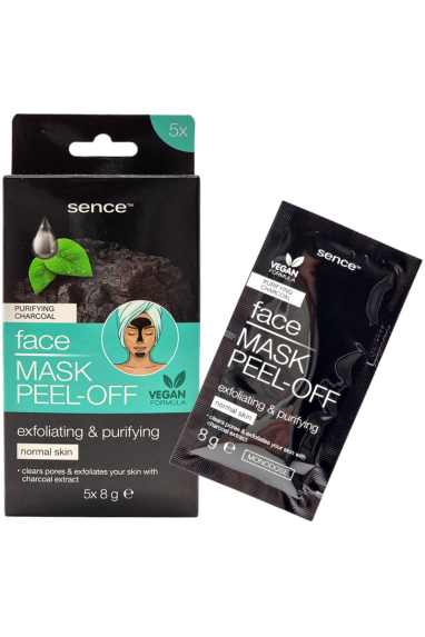 Schachtel mit 5 Peel-Off-Gesichtsmasken aus Holzkohle