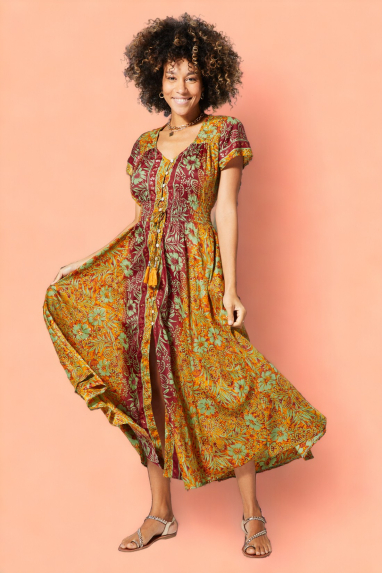 Long dress with charming print - MAXIPA2010N